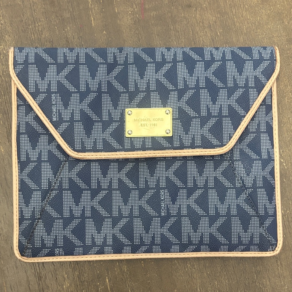 Michael Kors Navy Monogram Laptop Bag